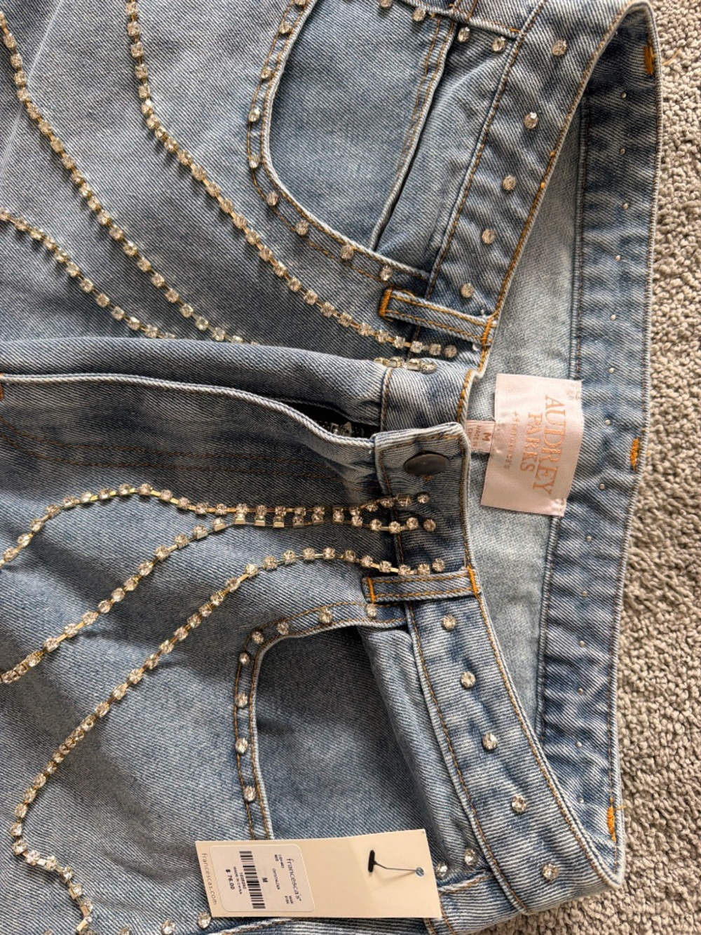 Denim Rhinestone Skirt - Picture 2 of 3
